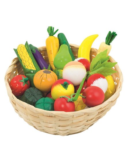 Goki® - Drewniane owoce i warzywa w koszyku 21szt.