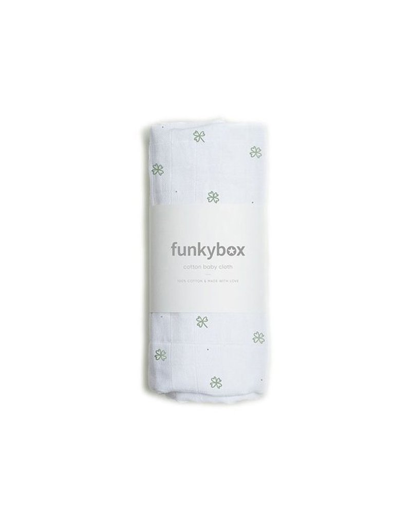 Funkybox - Pieluszka Bawełniana 70x70, Olive Lucky Clover, 0m+