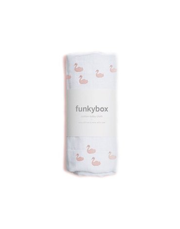 Funkybox - Pieluszka Bawełniana 70x70, Pink Swan, 0m+