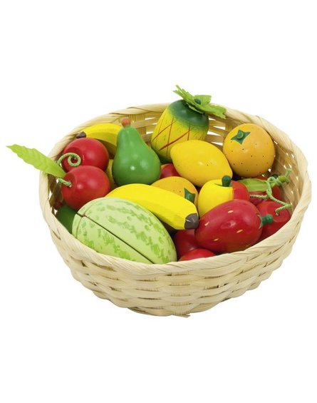 Goki® - Drewniane owoce w koszyku zestaw 23szt