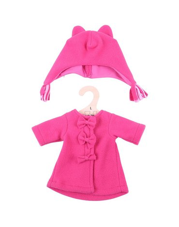 Bigjigs - Ubranko dla lalki 35 cm różowy płaszcz z polaru