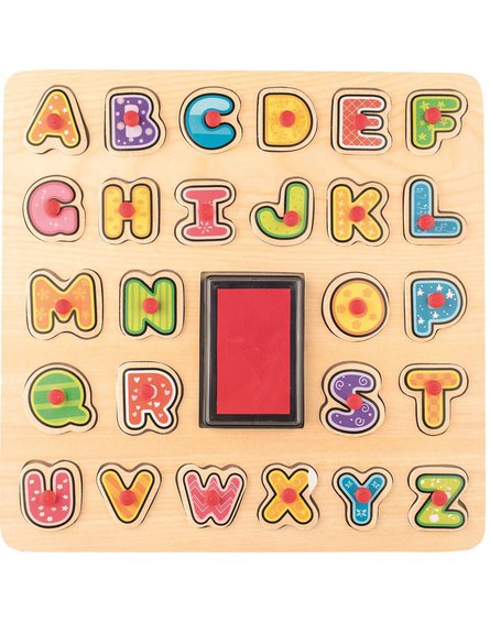 Woody - Puzzle ABC i stempelki z tuszem