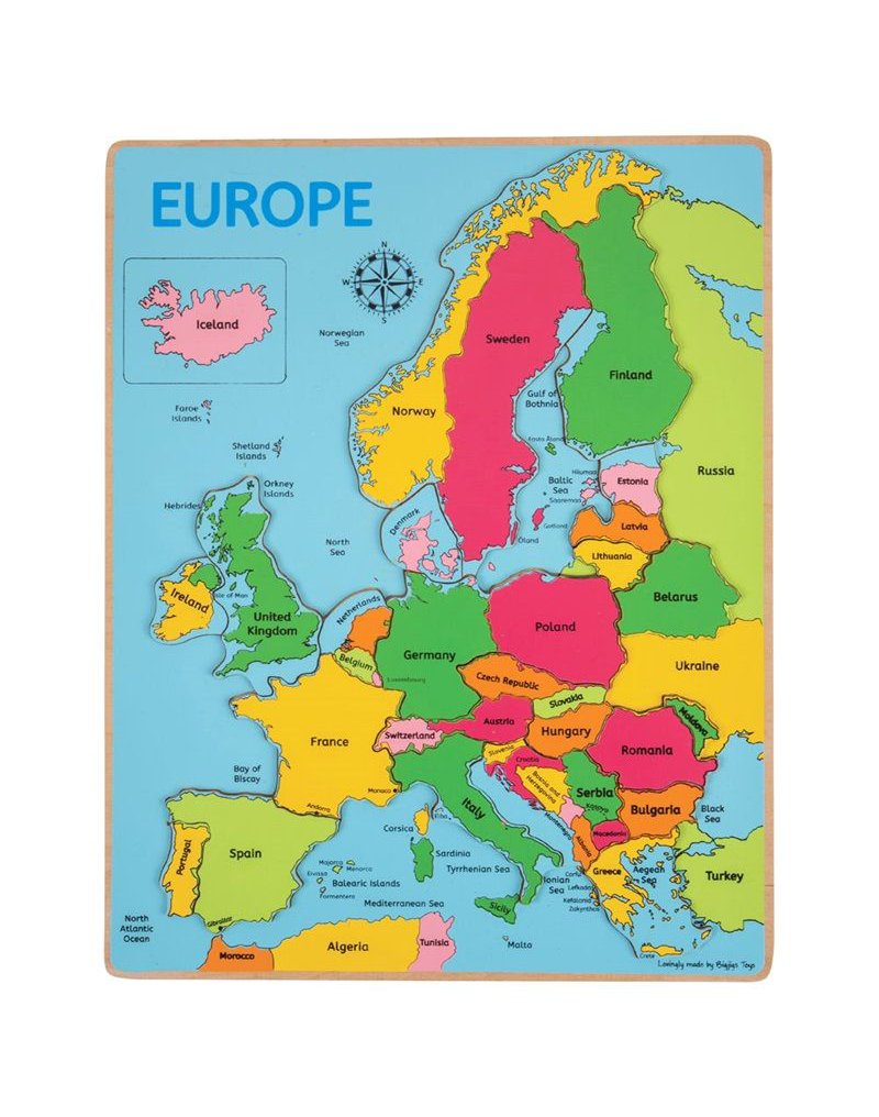Bigjigs - Układanka edukacyjna Mapa Europy - puzzle drewniane
