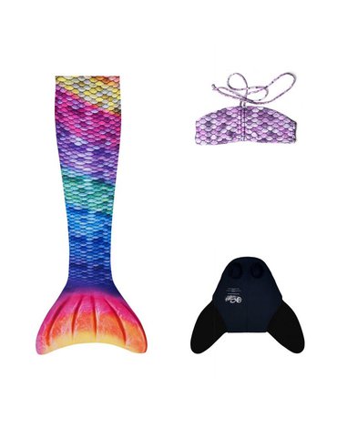 Kuaki - Syreni ogon - monopłetwa do pływania Rainbow + Bikini