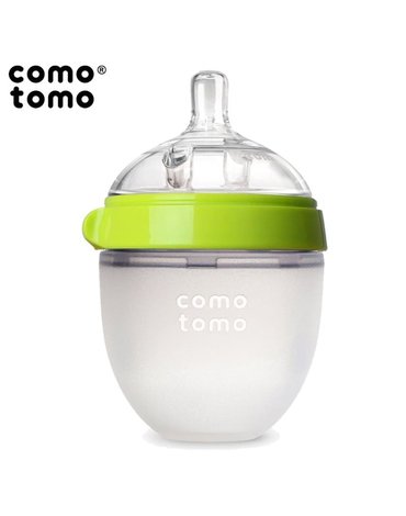 COMOTOMO - antykolkowa butelka silikonowa 150 ml Green NEWBORN