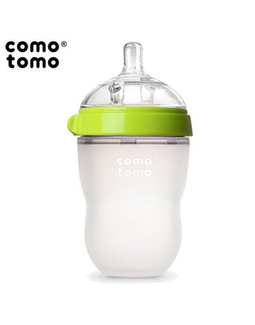 COMOTOMO - antykolkowa butelka silikonowa 250 ml Green BABY