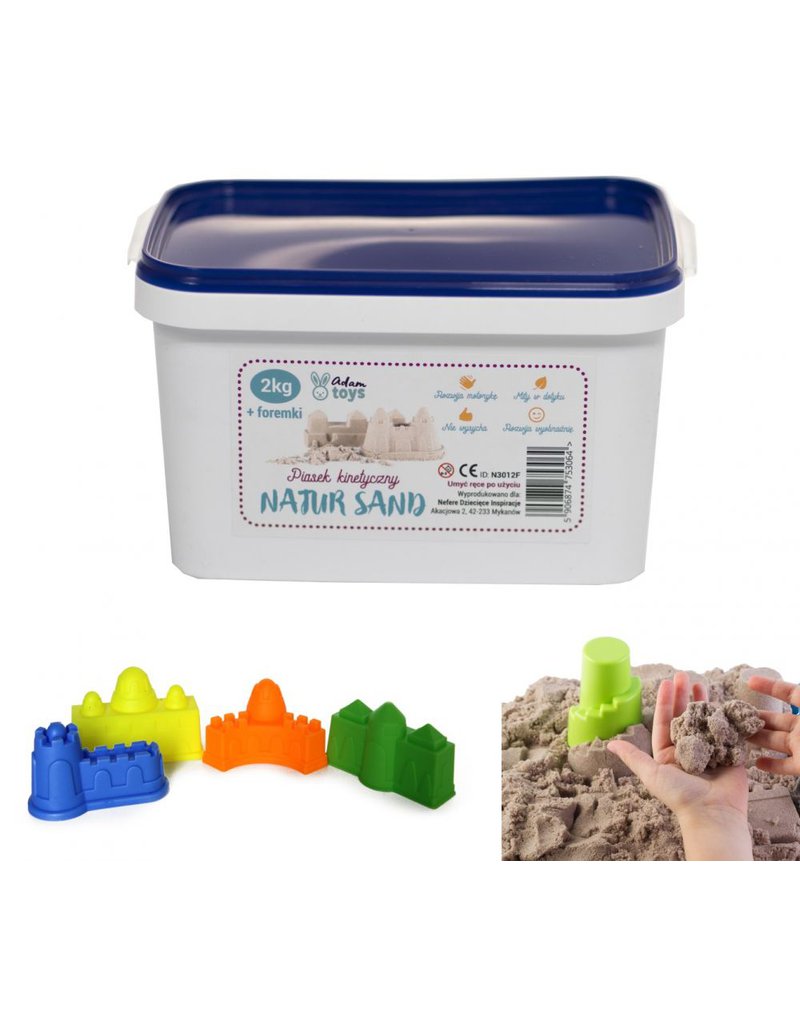 Nefere zabawki piasek - Piasek kinetyczny 2 kg NaturSand z foremkami - polski piasek