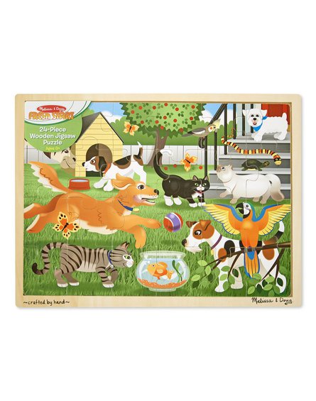 Melissa&Doug® - Duże drewniane puzzle – Zwierzęta domowe - 24 el.
