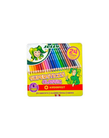 Jolly - Kredki Supersticks 24 kolory w metalowym pudełku
