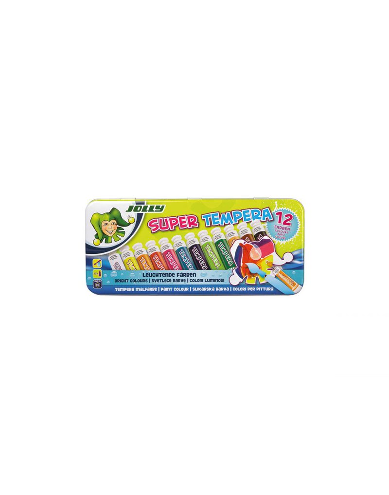 Jolly - Farba tempera 12 kolorów w metalowym pudełku