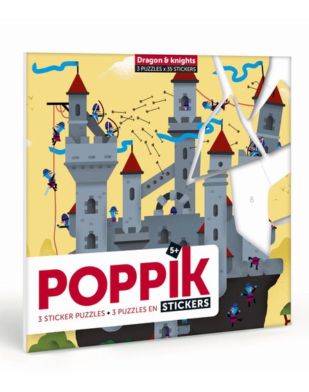 POPPIK - Naklejki - puzzle SMOK I RYCERZ - Wiek 5+