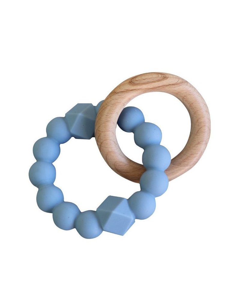Jellystone Designs - Gryzak dla dziecka, drewno i silikon, niebieski, Jellystone Design