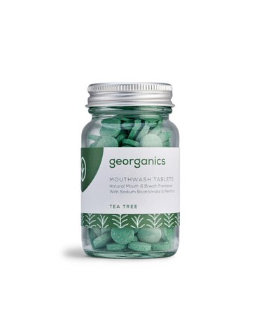 Georganics, Naturalne tabletki do płukania jamy ustnej, Tea Tree, 180 tabletek