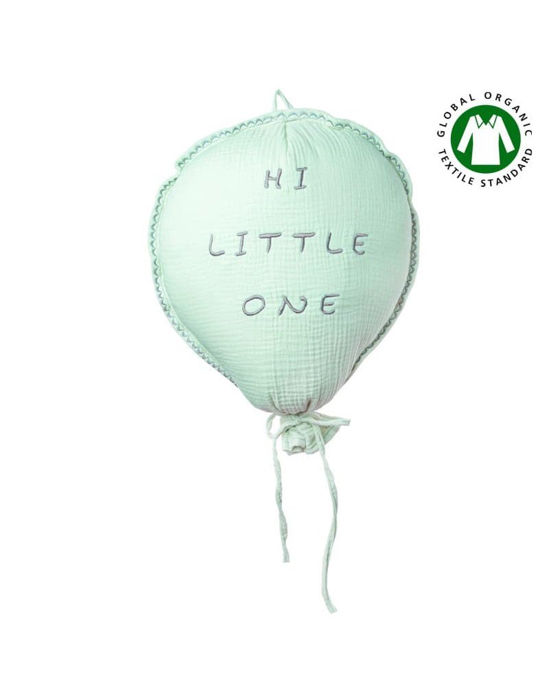 Hi Little One - Poduszka dekoracyjna z organicznego oddychającego BIO  muślinu GOTS BALOON MINT