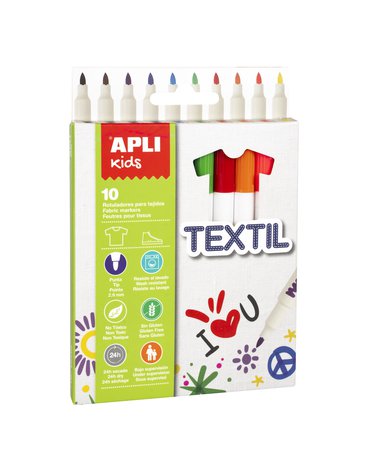 Flamastry tekstylne Apli Kids - 10 kolorów