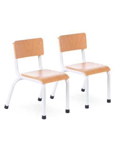 CHILDHOME - SMALL METAL WOOD CHAIR NATURAL WHITE 2PCS