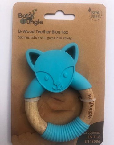 Bo Jungle - B-Gryzak drewniano-silikonowy Animals Blue Fox