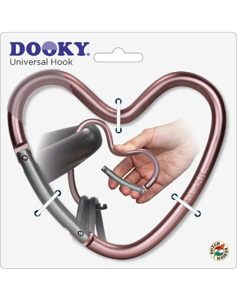 Dooky - Hak/zaczep do wózka serce Matt Pink