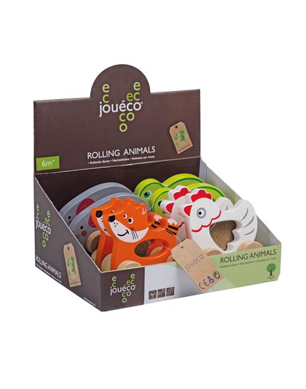 Joueco - Drewniane zwierzątka na kółkach