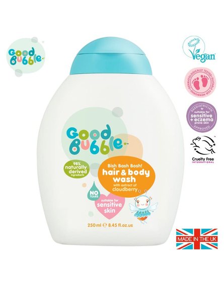 Good Bubble Organiczny żel wegański do mycia włosów i ciała Noworodka i Niemowlaka Cloudberry 250 ml