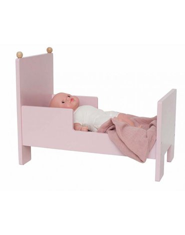 Drewniane różowe łóżeczko dla lalek Jabadabado