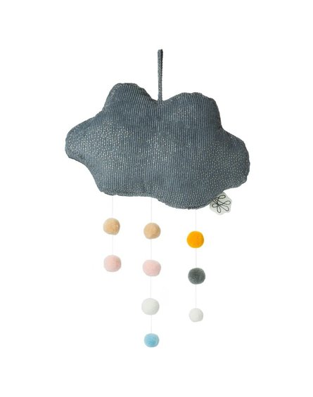 Picca LouLou - Zawieszka mobile Sparkle Cloud GREY with Pompons 34 cm