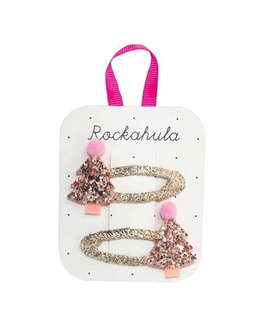 Rockahula Kids - spinki do włosów Rose Gold XMAS TREE