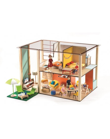 Djeco - Drewniany domek dla lalek CUBIC DJ07801