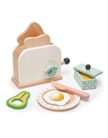 Drewniany toster z zestawem śniadaniowym, Mini Chef, Tender Leaf Toys