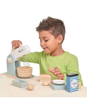 Drewniany mikser z zestawem do pieczenia, Mini Chef, Tender Leaf Toys tender leaf toys