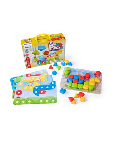 Miniland - zabawki edukacyjne - Tablica edukacyjna / Puzzle Superpegs - 32 elementy