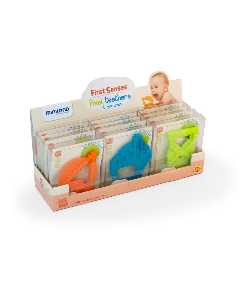 Miniland - zabawki edukacyjne - Kolorowe Gryzaki dla dzieci - 12 sztuk