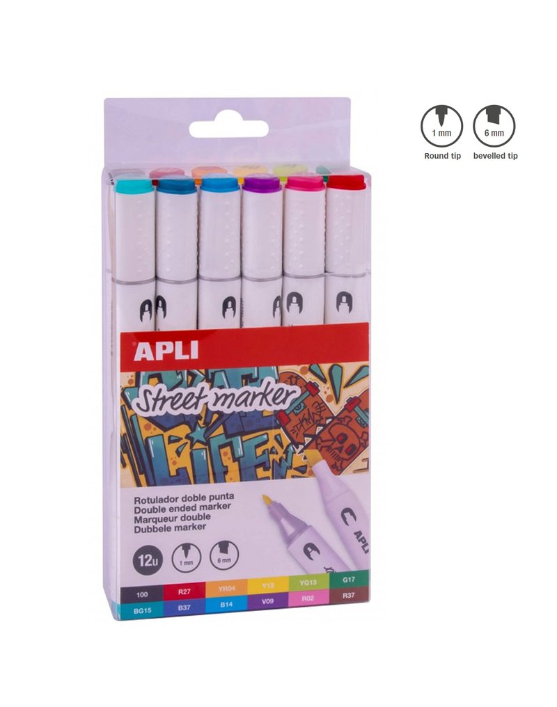 Apli Kids - Markery dwustronne Street Marker Apli - 12 kolorów