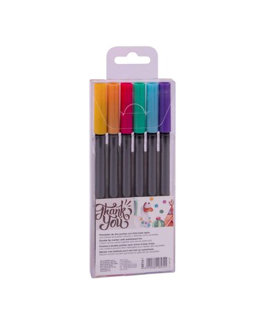 Apli Kids - Markery dwustronne Brush Marker Apli - 6 kolorów pastelowych