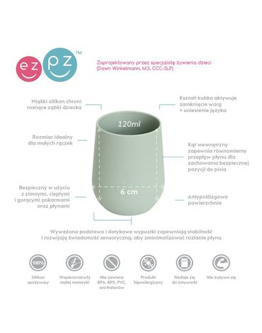 EZPZ Silikonowy kubeczek Mini Cup 120 ml pastelowa zieleń