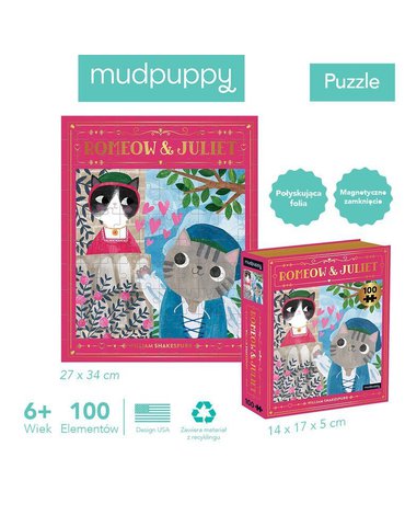 Mudpuppy Puzzle - książka „Romeomiau i Julia” Kotopowieści 100 elementów 6+