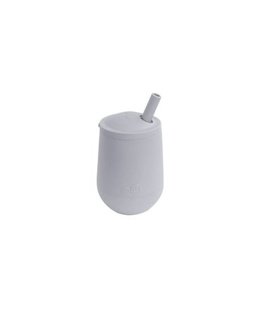 EZPZ Silikonowy kubeczek ze słomką Mini Cup + Straw Training System 120 ml pastelowa szarość
