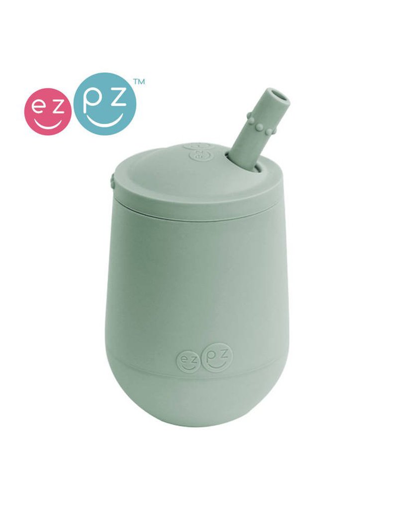 EZPZ Silikonowy kubeczek ze słomką Mini Cup + Straw Training System 120 ml pastelowa zieleń