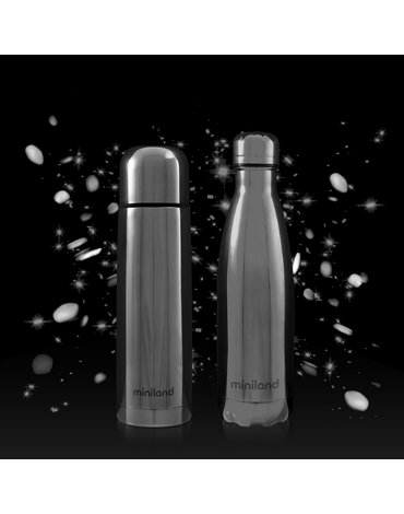 Miniland - Termos dla dziecka + butelka dla rodzica Deluxe 500ml - srebrne