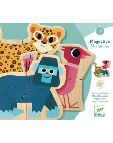 Djeco - Magnetyczne puzzle drewniane zwierzątka 4 elem. DJ03126