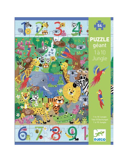 Djeco - Puzzle kartonowe gigant "DŻUNGLA 1 do 10" DJ07148
