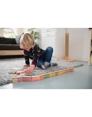 BS Toys, drewniane domino Pociągi ( 5 sposobów łączenia)