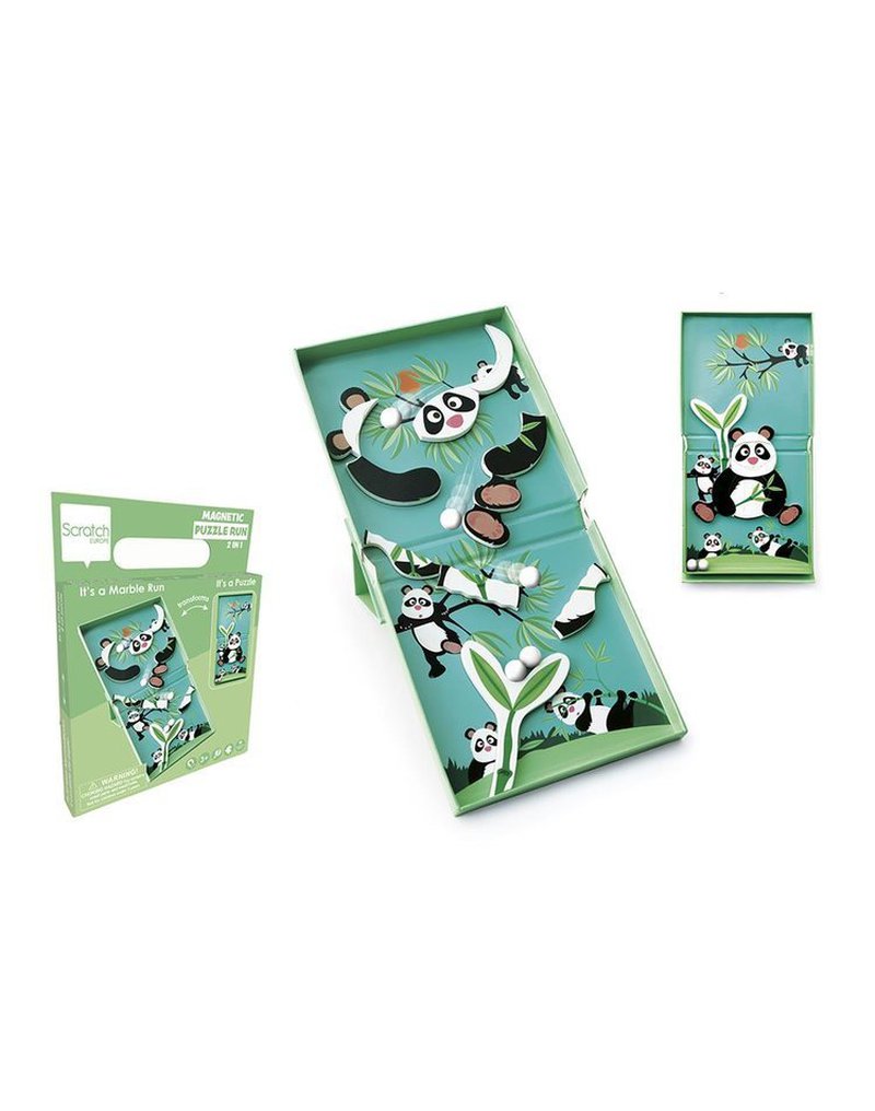 Scratch, magnetyczne puzzle Panda i tor kulek gra 2w1