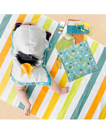 FlapJack Ręcznik Plecak Plażowy dla Dzieci 2w1 Zielone Zoo