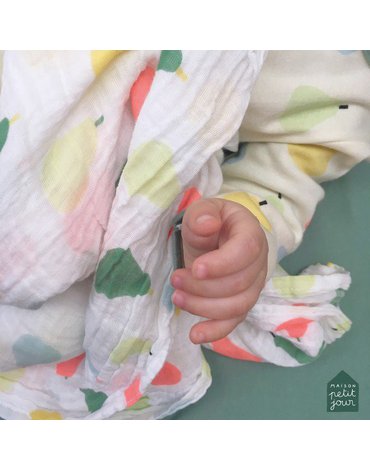 Muślinowy mały otulacz dla niemowlaka, seria Gruszki | Maison Petit Jour®