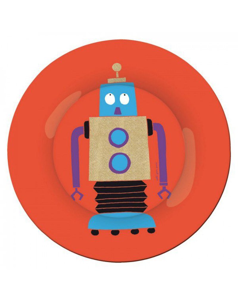 Talerz deserowy fi 20 cm dla dzieci, czerwony, seria Roboty | Maison Petit Jour®