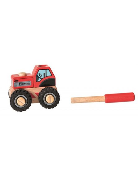 Drewniany ciągnik do składania - ze śrubokrętem| Egmont Toys®