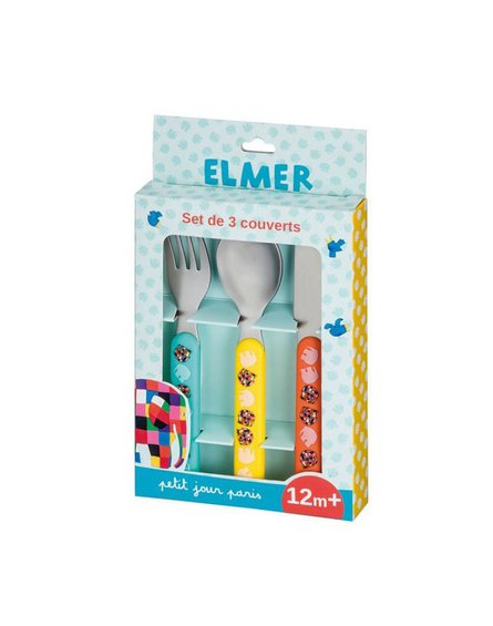 Elmer, komplet sztućców dla dziecka, 3 el. | Petit Jour Paris®