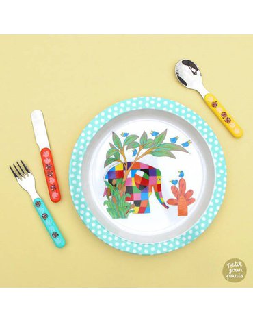 Elmer, Talerz z melaminy fi 21 cm dla dzieci | Petit Jour Paris®