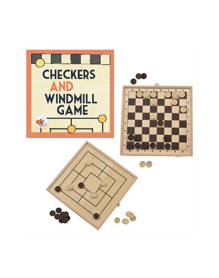Drewniane gry logiczne, 2w1, Warcaby, Windmill | Egmont Toys®